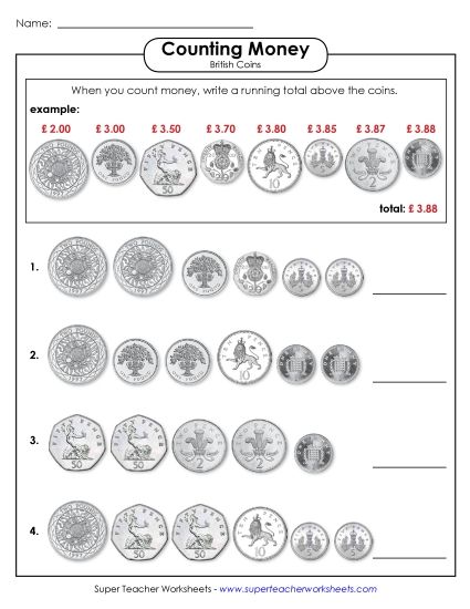 Pre-2008 Coins - Running Totals (Old Coins) (Printable PDF Worksheet)