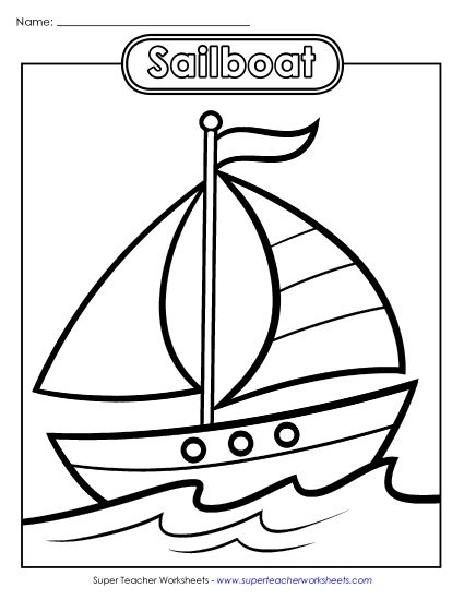 Basic Pictures (For Younger Students) - Sailboat (Printable PDF Worksheet)