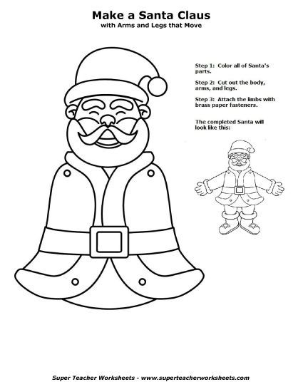 Cut, Color, Glue - Santa Claus Cut-Out (Printable PDF Worksheet)