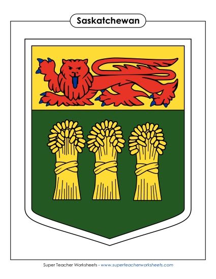 Flag and Coat of Arms - Saskatchewan Escutcheon (Full Colour) (Printable PDF Worksheet)