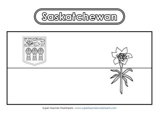 Flag and Coat of Arms - Saskatchewan Flag (Black & White) (Printable PDF Worksheet)