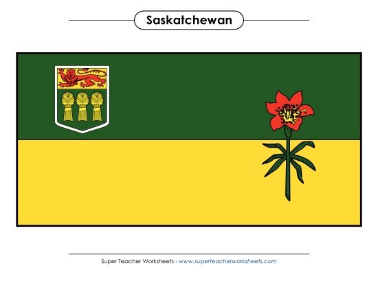 Flag and Coat of Arms - Saskatchewan Flag (Full Colour) (Printable PDF Worksheet)