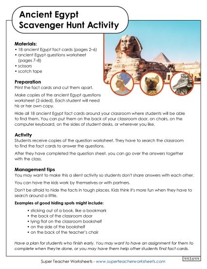 Scavenger Hunt - Scavenger Hunt Activity: Ancient Egypt (Printable PDF Worksheet)