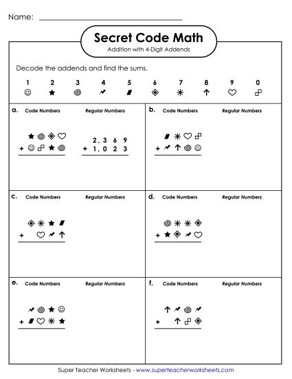 Addition - SCM: Addition: 4-Digit Addends (Printable PDF Worksheet)