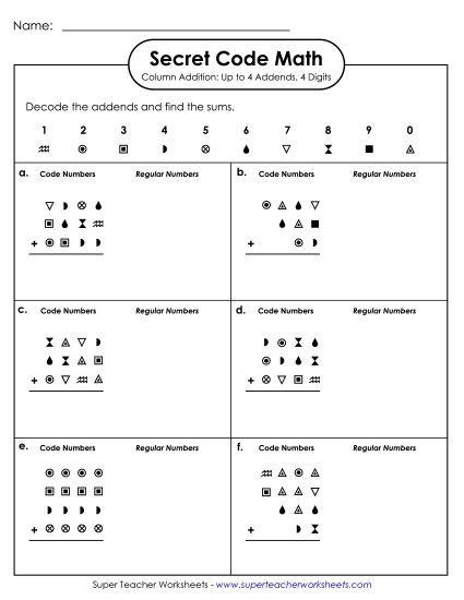 Addition - SCM: Multiple Addends Up to 4 Addends; 4 Digits (Printable PDF Worksheet)