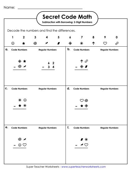 Subtraction - SCM: Subtraction: 2-Digits (Regrouping) (Printable PDF Worksheet)
