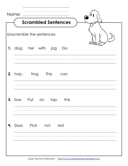 Worksheets - Scrambled Sentences (A-4) (Printable PDF Worksheet)