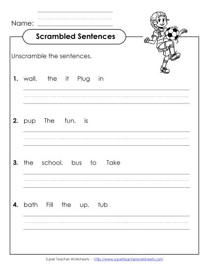 Worksheets - Scrambled Sentences (A-5) (Printable PDF Worksheet)