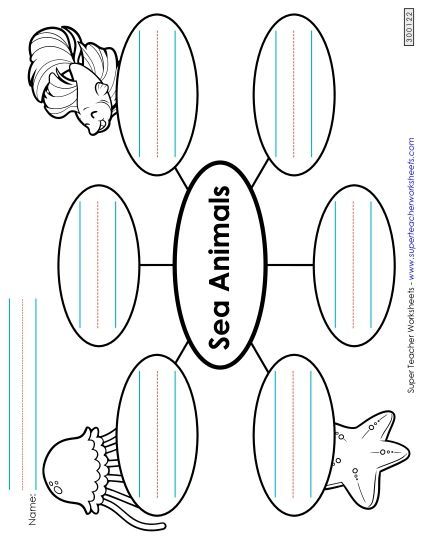 Worksheets & Activities - Sea Animals Word Web (Printable PDF Worksheet)