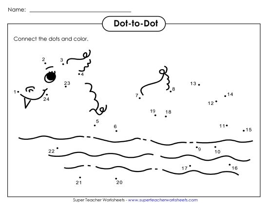 Dot-To-Dot - Sea Monster Dot-to-Dot (Printable PDF Worksheet)