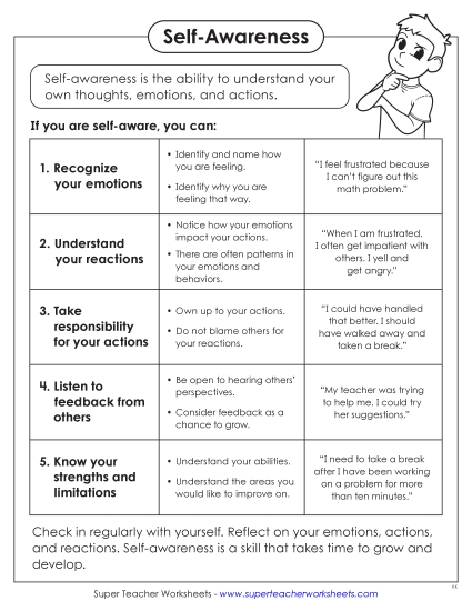 Self-Awareness - Self-Awareness Anchor Chart (Intermediate) (Printable PDF Worksheet)