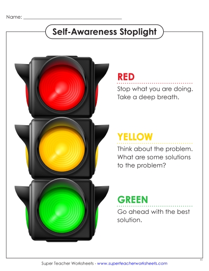 Self-Awareness - Self-Awareness Stoplight (Printable PDF Worksheet)