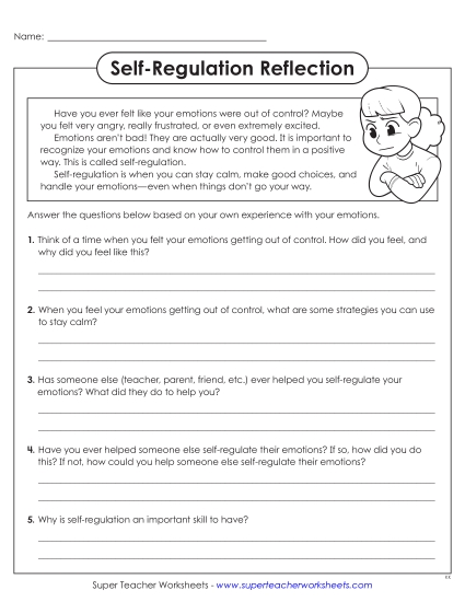 Self-Regulation - Self-Regulation Reflection (Printable PDF Worksheet)