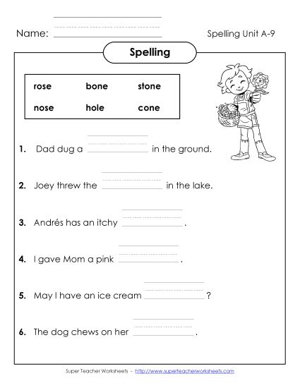 Worksheets - Sentence Completion (A-9) (Printable PDF Worksheet)