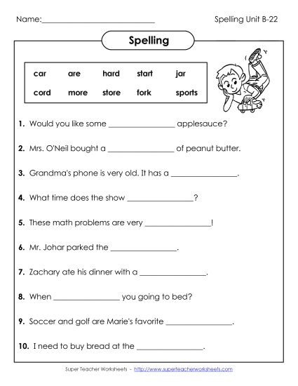 Worksheets - Sentence Completion (B-22) (Printable PDF Worksheet)