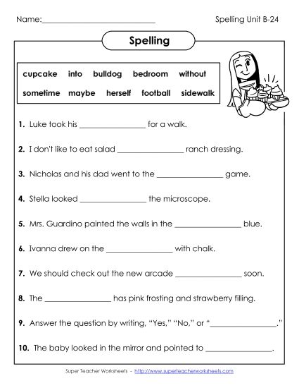 Worksheets - Sentence Completion (B-24) (Printable PDF Worksheet)