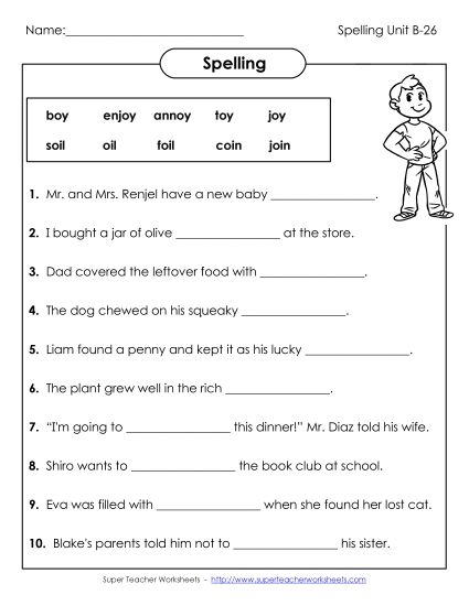Worksheets - Sentence Completion (B-26) (Printable PDF Worksheet)
