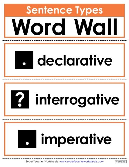 Word Sets - Sentence Types (Printable PDF Worksheet)