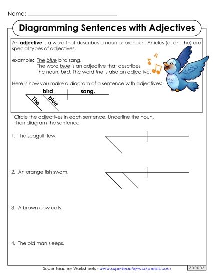 Basic - Sentences With Adjectives (Printable PDF Worksheet)