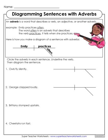 Basic - Sentences With Adverbs (Printable PDF Worksheet)