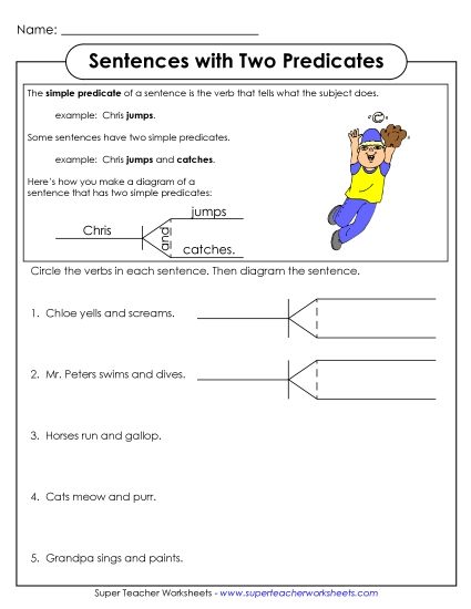 Basic - Sentences with Two Predicates (Printable PDF Worksheet)