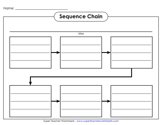 Graphic Organizers - Sequence Chain Worksheet (with Lines) (Printable PDF Worksheet)