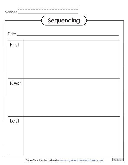 Graphic Organizers - Sequencing Boxes (No Lines) First, Next, and Last (Printable PDF Worksheet)
