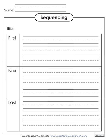 Graphic Organizers - Sequencing Boxes (with Lines) First, Next, and Last (Printable PDF Worksheet)