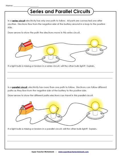 Current Electricity - Series and Parallel Circuits (Printable PDF Worksheet)