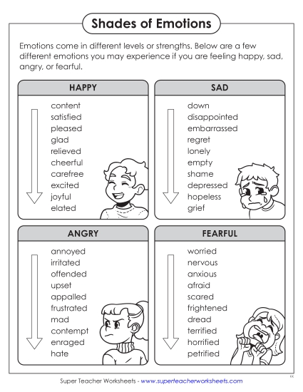 Self-Awareness - Shades of Emotion Anchor Chart (Printable PDF Worksheet)