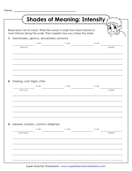 Worksheets - Shades of Meaning: Rank and Explain (Printable PDF Worksheet)