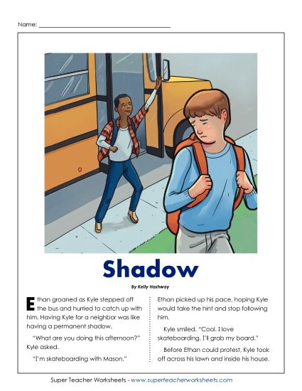Fiction Stories - Shadow (Printable PDF Worksheet)