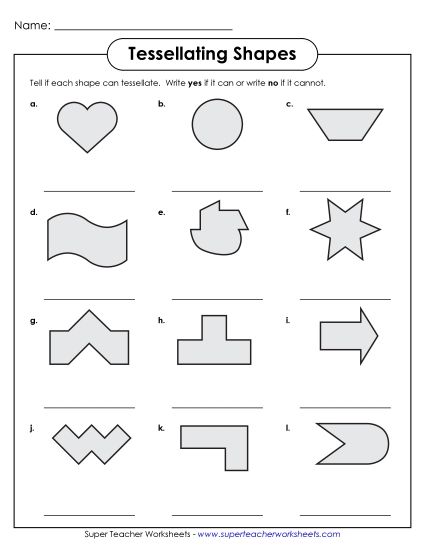 Shape Tessellations (Printable PDF Worksheet)