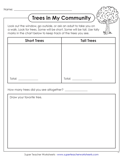 Tree Trackers - Short & Tall Trees: Tracking Chart (Printable PDF Worksheet)