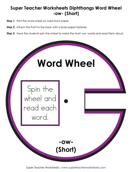 Vowel Diphthongs - Short OW -&nbsp; Word Wheel (Printable PDF Worksheet)
