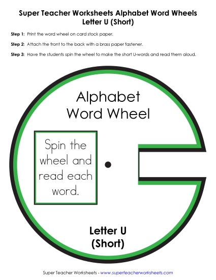 Vowel Word Wheels - Short U - Word Wheel Activity (Printable PDF Worksheet)