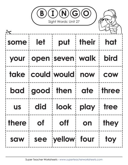 Worksheets - Sight Word Bingo (Unit 27) (Printable PDF Worksheet)
