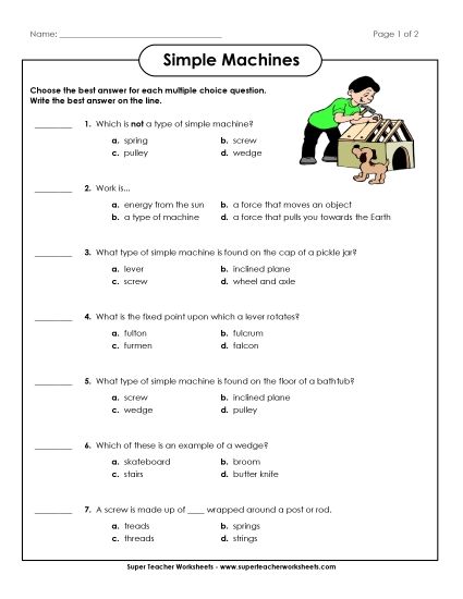 Simple Machines: Multiple Choice (Printable PDF Worksheet)