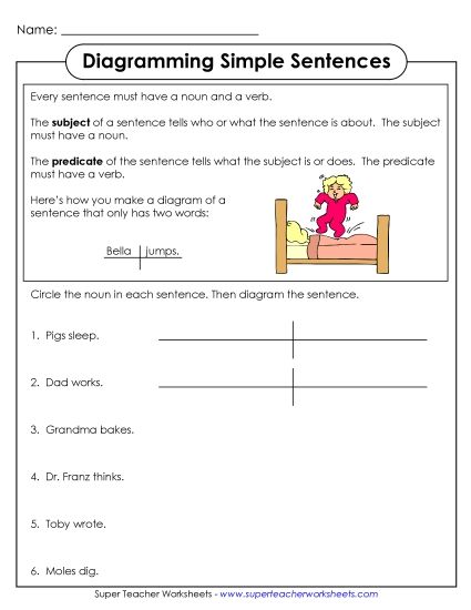 Basic - Simple, Two-Word Sentences (Printable PDF Worksheet)