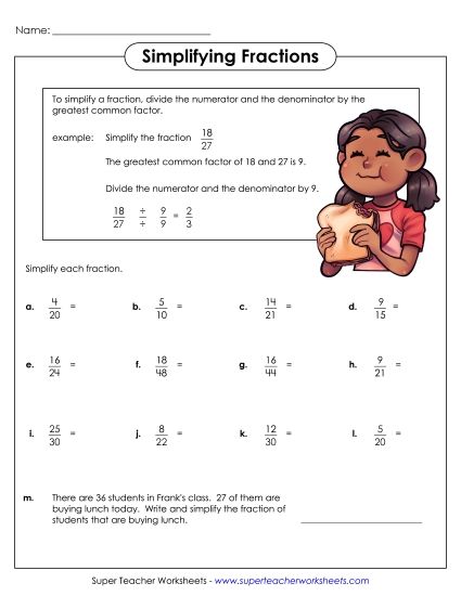 Simplifying Fractions - Simplifying Fractions #2 (Printable PDF Worksheet)