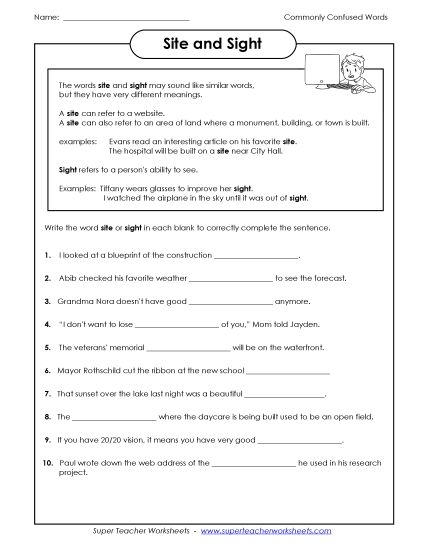 Site and Sight  (Printable PDF Worksheet)
