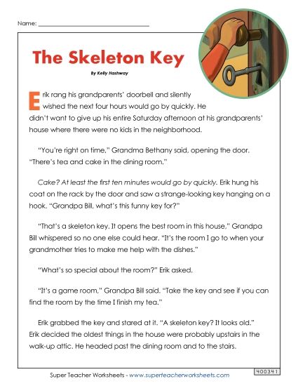 Fiction Stories - Skeleton Key (Fiction) (Printable PDF Worksheet)
