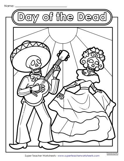 Coloring Pages - Skeletons Coloring Page (Printable PDF Worksheet)