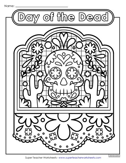 Coloring Pages - Skull Coloring Page (Advanced) (Printable PDF Worksheet)