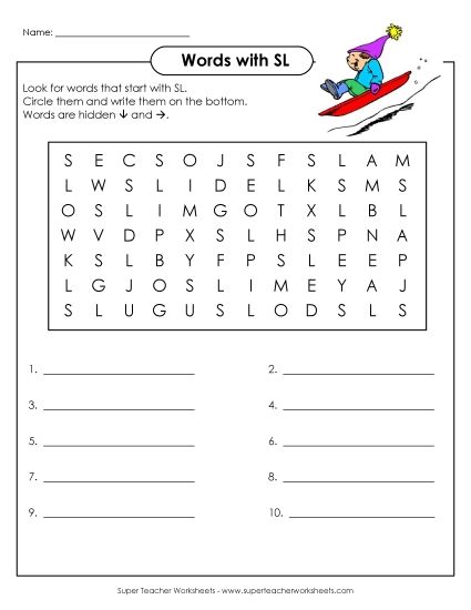 Worksheets - SL Word Search (Printable PDF Worksheet)