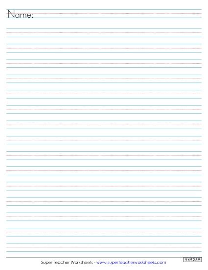 Primary Writing Paper - Small Dotted Lines (Name Line) (Printable PDF Worksheet)