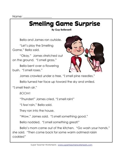 Smelling Game Surprise  (Printable PDF Worksheet)
