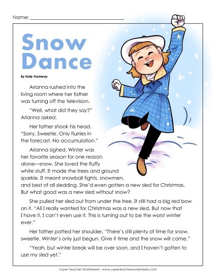 Fiction Stories - Snow Dance (Fiction) (Printable PDF Worksheet)