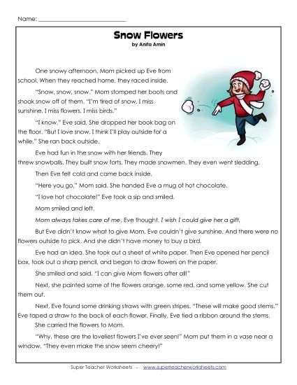 Fiction - Snow Flowers (Printable PDF Worksheet)