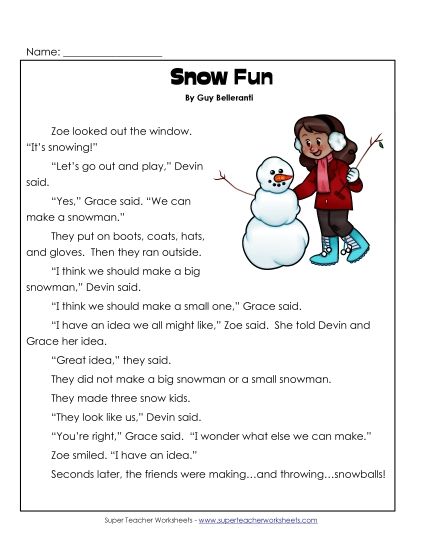 Snow Fun  (Printable PDF Worksheet)